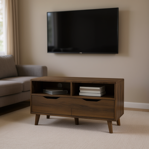Mobile TV in Legno Ingegnerizzato Rovere Affumicato 35.4 X 15.7 X 19.1 Pollici con Contenitore, Stile Mid-Century Moderno, Arredamento Soggiorno - Product Image 2