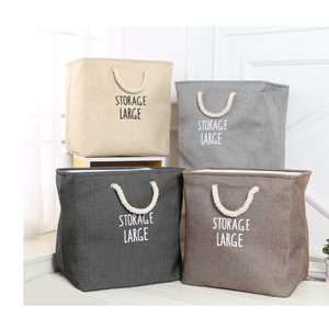 Large <b>Square</b> Foldable Canvas Storage <b>Basket</b> With Rope Handles For Laundry And Home Organization - Product Image 3