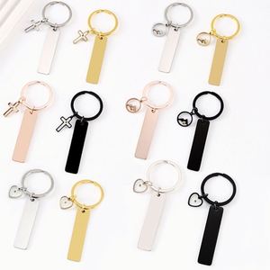 Llavero Largo de Acero Inoxidable con Grabado Láser de Semillas de Mostaza en Forma de Cruz, Impresión a Color, Material en Blanco para DIY, Moderno - Product Image 1