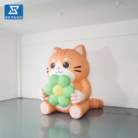 Modèle de chat géant gonflable personnalisé en forme de fleur de dessin animé pour décoration d'événements extérieurs, installation artistique gonflable