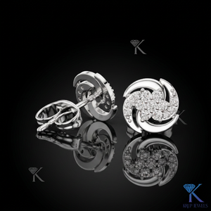 Boucles d'oreilles clous en or massif 14K 18K avec 7 pierres en grappe en forme de tourbillon, diamants de laboratoire, bijoux pour femme, mariage, fête, anniversaire - Product Image 3