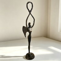 Figurine d'ange de la liberté en cuivre antique, sculptures d'anges ailés, décoration artistique de bureau à domicile, accents décoratifs
