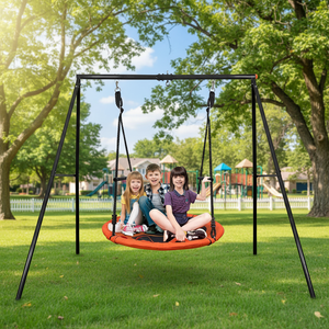 Balançoire ronde de 100 cm pour enfants de 5 à 7 ans avec housse en tissu Oxford 600D, jouet de plein air unisexe - Product Image 3