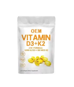 OEM vitamina D3 softgel 5000IU contiene cápsulas K2 MK7 suplementos de salud alto calcio cuasi spot productos