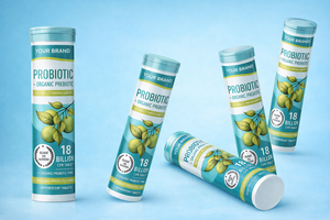 Comprimés effervescents probiotiques et prébiotiques à marque privée – Formule avancée pour la santé intestinale avec saveur pomme verte - Product Image 3