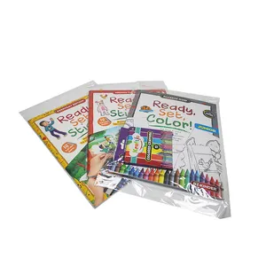 Fabbrica della cina oem su misura pittura per bambini album a colori per bambini bambino disegno adesivo libro da colorare con matita e pastello
