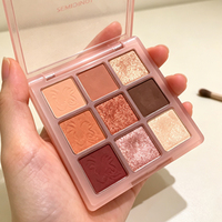 Boîte de palette de fards à paupières vide rose à 9 couleurs avec logo personnalisé, étui compact carré en plastique pour maquillage, emballage à marque privée