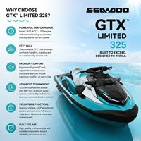 2025 BRP Sea-Doo GTX 325 avec moteur Rotax 1630 ACE-325 suralimenté, jet ski 325 ch pour sports nautiques