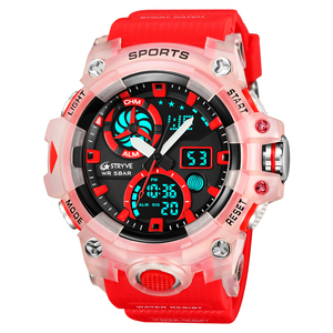 STRYVE Nuovi orologi sportivi con doppio display analogico <span class=keywords><strong>digitale</strong></span> LED, orologi <span class=keywords><strong>da</strong></span> <span class=keywords><strong>polso</strong></span> elettronici al quarzo, cronometri impermeabili fino a 50 m, 8027 - Product Image 6
