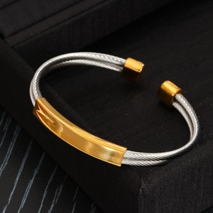 POYA Hot Sale Wire Cuff Black <strong>Silver</strong> Gold Bracelet <strong>Men</strong> Women Stainless Titanium Steel Bracelet Open <strong>Bangle</strong> - Product Image 5