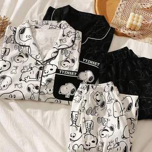 Vendita Diretta dalla Fabbrica Nuovo Pigiama Autunnale a Maniche Lunghe da <span class=keywords><strong>Donna</strong></span>, Set Cardigan Aperto, Simpatico Cartone Animato Snoopy - Product Image 1