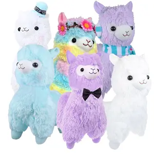 Peluche alpaga lama blanche et rose de 23cm, jouets en gros, poupée Animal mignon pour enfants