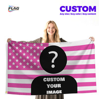 Drapeau américain rose personnalisé 3x5ft durable anti-rides écologique double face impression numérique polyester drapeaux personnalisés