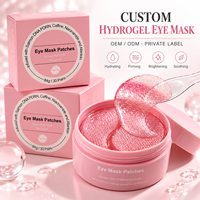 Masque pour les yeux en hydrogel rose à marque privée, patchs pour les yeux au collagène hydrolysé, acide hyaluronique, PDRN, niacinamide, raffermissant et liftant
