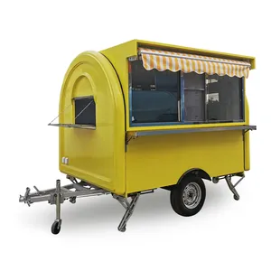 Trailer Lisensi Tertutup Kustom, Minuman Dingin Hot Dog Fashion Truk Kedai Kopi Keranjang Mobile