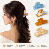 Pince à cheveux personnalisée grande taille en acétate, motif marbré écaille de tortue, effet vague d'eau, pince à cheveux française, vente en gros de pinces à cheveux pour femmes