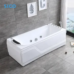 Cheap modern bathtubs whirlpools home or hotel use massage freestanding bath tub with drainer overflow