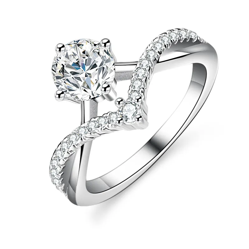 ジュエリーダイヤモンド結婚指輪カスタムGRAVVS1カラット925シルバーエタニティエンゲージメントモアッサナイトリング