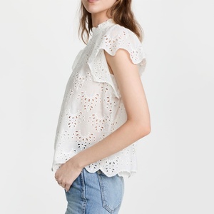 Personalizar las mujeres Flutter manga Top señoras Casual encaje blusa Tops - Product Image 3