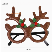 Lunettes de Noël style bois de cerf or rose avec monture dorée, décorations de Noël, articles de fête pour enfants, articles de Noël, montures