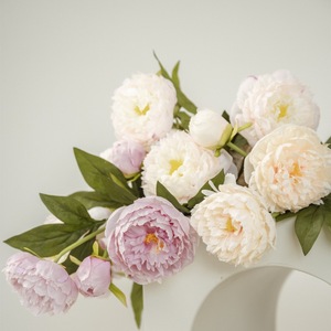 Beaufy Chất Lượng Cao Nhân Tạo Lụa Hoa Mẫu Đơn Hoa Với 3 Đầu Trắng Màu Hồng Hoa Cho Trang Trí Đám Cưới Nhân Tạo - Product Image 3