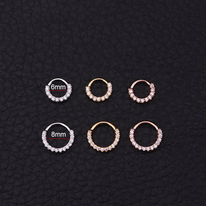 Popular anillo de Nariz de circón con incrustaciones de cobre, anillo de hueso del oído, joyería de acero inoxidable de alta calidad de doble propósito para mujer, nariz perforada - Product Image 5