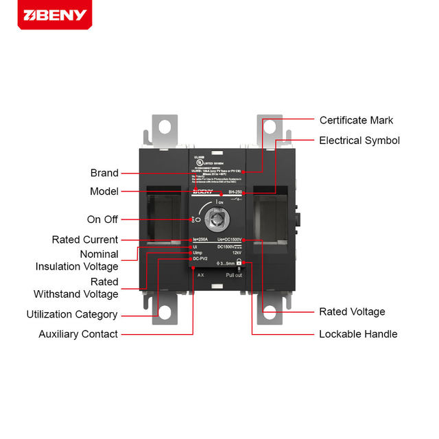 Beny  1500v 400a Pv 2p Waterproof Ip65 Dc Disconnector Isolator Switch With 5 Years Warranty