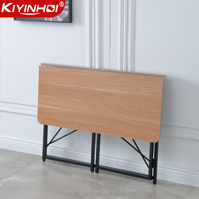 Folding Card Writing with Shelf School Black Wooden Table Esthetician Working Collapsible Desk