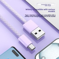 Kabel Pengisian Daya USB-A ke Tipe C Grosir Pabrik Warna Macaron Kabel Data Nilon Pengisian Cepat untuk Ponsel Samsung