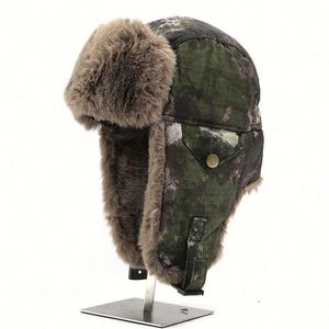 New Outdoor Winter Forest Camo Trooper Hat Trapper Hat with Faux Fur Lining for Outdoor Sports Skiing - Product Image 5