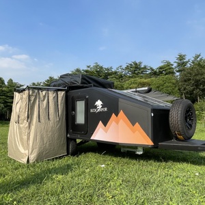 Ecocampor Petite caravane teardrop tout-terrain Mini camping-car Caravane avec cuisine arrière et réfrigérateur - Product Image 3