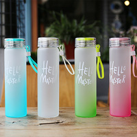 Bouteille d'eau créative Portable 16oz en verre transparent à Double paroi avec poignée, vente en gros
