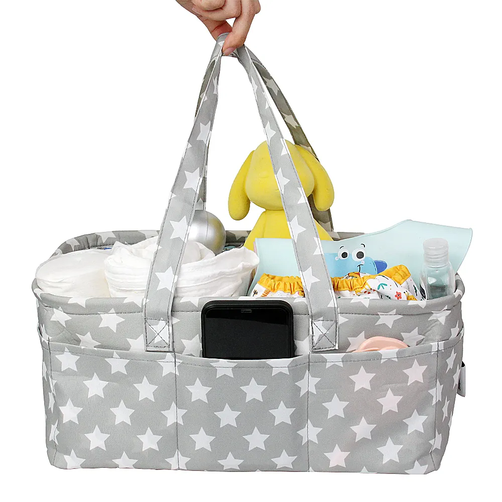 Grote Draagbare Waterbestendige Luier Caddy Opbergmand Rugzak Stijl Baby Mummie Tas Organizer Met Solide Logo Patroon