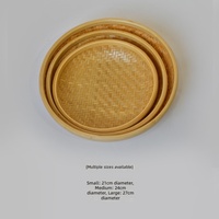 Panier de rangement rond en bambou tressé chinois moderne avec design portable et durable pour fruits, aliments et collations