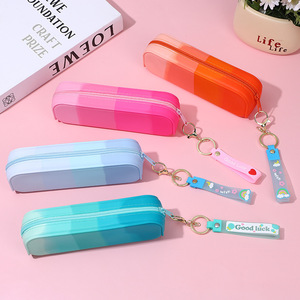 Nouvelle trousse à crayons créative en silicone pour l'école et le bureau, portable, rectangulaire, dégradé, pour étudiants, fournitures de rangement transfrontalières - Product Image 6