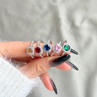 NATUNA Bague de fiançailles en argent 925 avec petit diamant et zircon diamant de laboratoire Moissanite