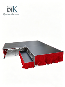 Plataforma de Escenario Portátil con Base de Madera Contrachapada y Panel de Aluminio, con Borde Blanco, Plegable, para Uso en Conciertos al Aire Libre - Product Image 1