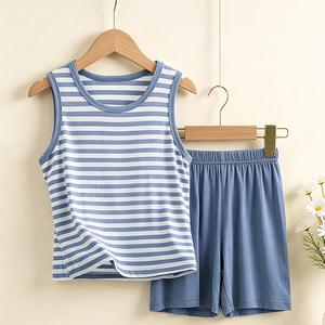 Ensemble de <span class=keywords><strong>pyjama</strong></span> moderne dernier cri pour enfants : Gilet et short en modal pour garçons, idéal pour la maison - Product Image 1