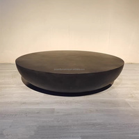 Table basse scandinave minimaliste moderne circulaire noire en GRC, table basse en béton, table centrale, mobilier d'intérieur