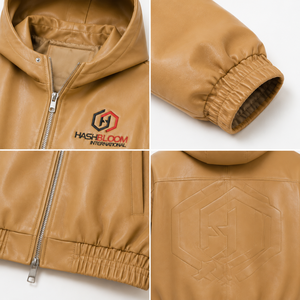 Blouson Bomber Homme Oversize en Cuir de Cheval Shinki avec Capuche – Personnalisé, Lourd, avec Badge Japonais Gaufré, Automne/Hiver, Minimaliste - Product Image 4