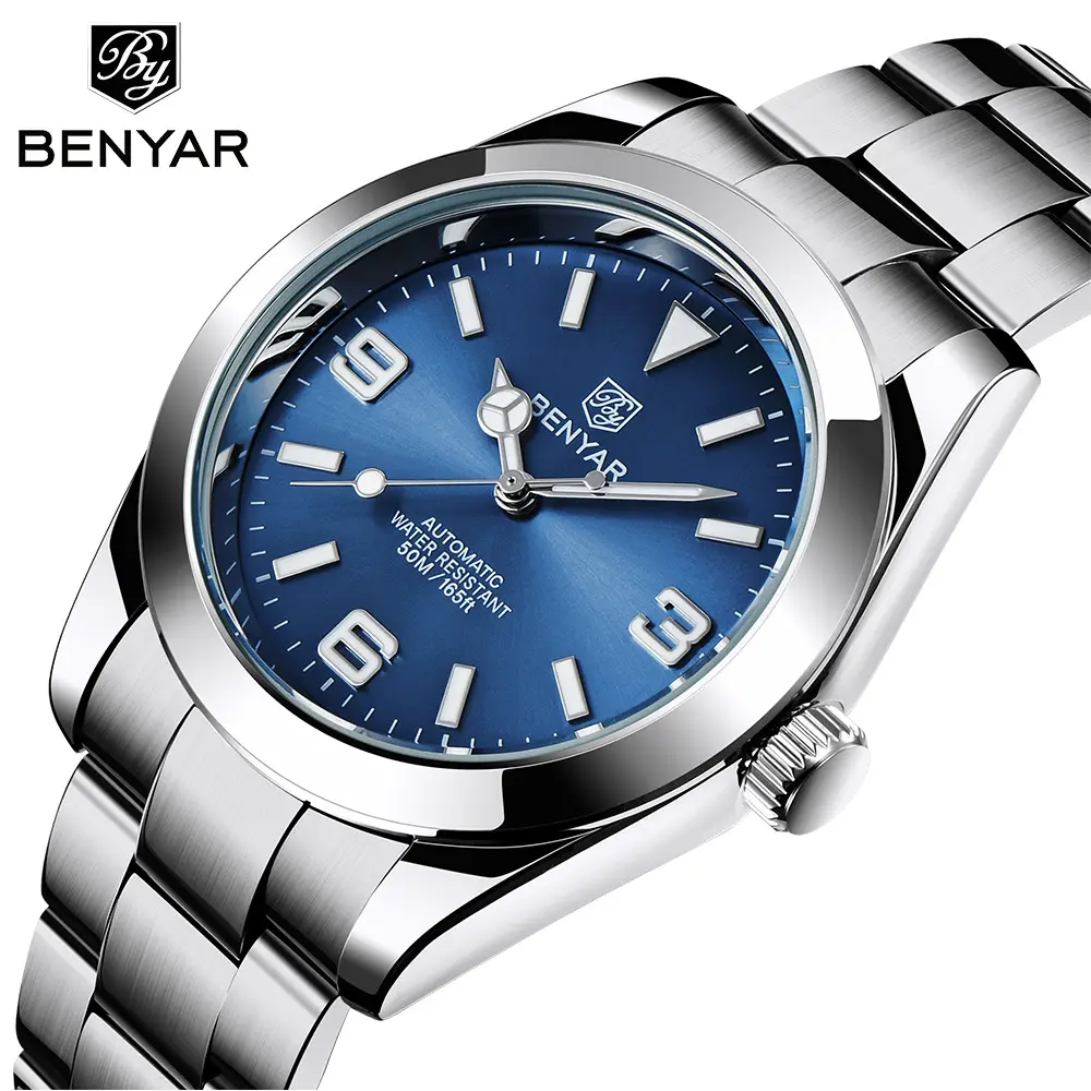 BENYAR jam tangan mekanis pria, arloji excel Stainless steel tahan air moq Otomatis 1 bisnis 5177 grosir