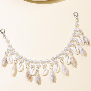 Cadena de cintura de concha de perla, cuentas de perlas de imitación, decoración de conchas marinas, accesorio de estilo bohemio para uso diario - Product Image 3