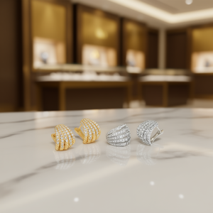 Orecchini di Diamanti E3172 in Oro Giallo, Taglio Brillante Rotondo, Gioielli di Lusso da Donna per Feste - Product Image 2