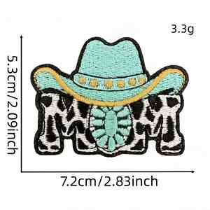 Patchs thermocollants en denim turquoise style western cowboy, motifs vache, carreaux et broderie croisée, pour chapeaux et vêtements DIY - Product Image 6
