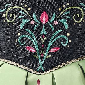 ชุดเดรสเจ้าหญิงดิสนีย์ปักลายดอกไม้สีเขียวอมฟ้าแบบเปิดไหล่สำหรับเด็กผู้หญิงในเทศกาลคริสต์มาส ทำจากโพลีเอสเตอร์ - Product Image 4