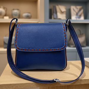Bolso de Mano de Cuero Genuino de Vaca y Cordero, Marca BS INTERNATIONAL, con Cierre, Dos Correas de Cadena, Impermeable y Moderno - Product Image 2