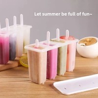 Moule à glaces 4 cavités en PP avec couvercle, facile à démouler, pour glaces maison et pâtisseries pour enfants