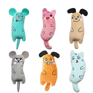 Wholesale New Dog Toys Plush Squeaky Funny Face Mini Teeth Grinding Catnip Toys for Cat Doll Toy