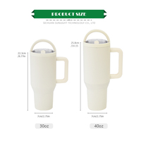 Gobelet isotherme personnalisé avec logo, vente en gros, anti-fuite, blanc, pour voyage, café, 30oz 40oz, en acier inoxydable avec poignée
