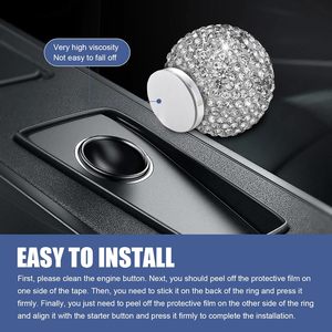 Cubierta Decorativa Brillante para Botón de Encendido de Coche, Adhesivo con Bola de Cristal para Botón de Arranque del Motor, Modificación Interior Blanca y Elegante - Product Image 5